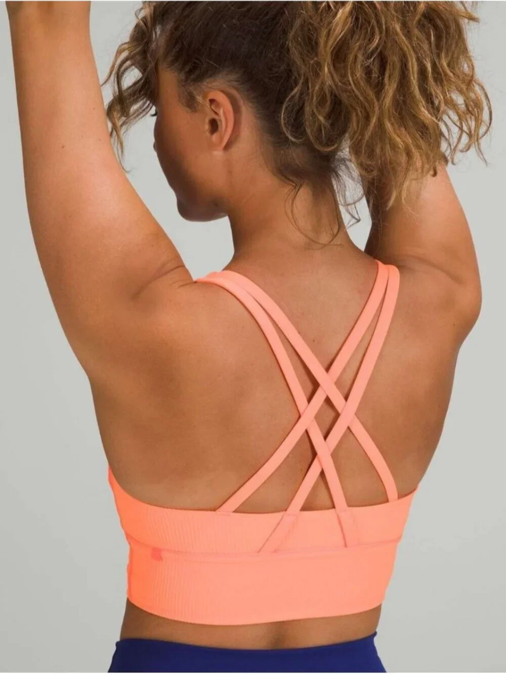 Lululemon Energy Longline Bra Ribbed Luxtreme *Medium Supp.  highlight Orange